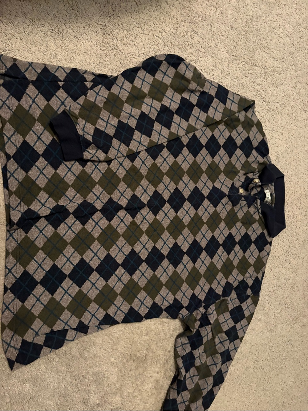 Men's Argyle Button-Front Cardigan in Olive, Navy, Gray